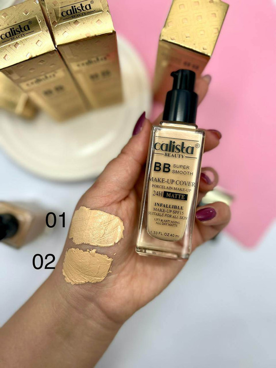 تست رنگ کرم پودر کالیستا شیشه ای ماندگاری 24 ساعته