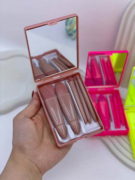 قیمت ست براش آرایشی رنگی آینه دار 5 عددی - کد 123