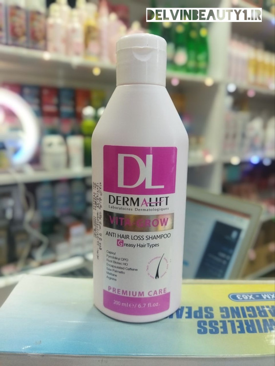 قیمت و خرید شامپو ضد ریزش و تقویت موهای چرب درمالیفت مدل Vita-Grow
