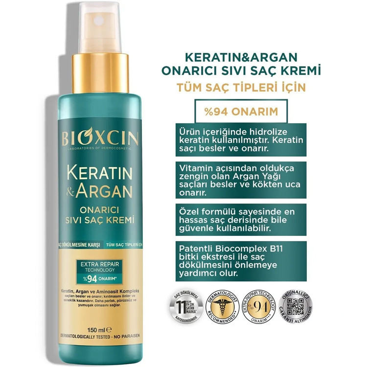 قیمت و خرید آنلاین اسپری نرم کننده و ترمیم کننده مو حاوی روغن آرگان بیوکسین Bioxcin حجم 150 میل