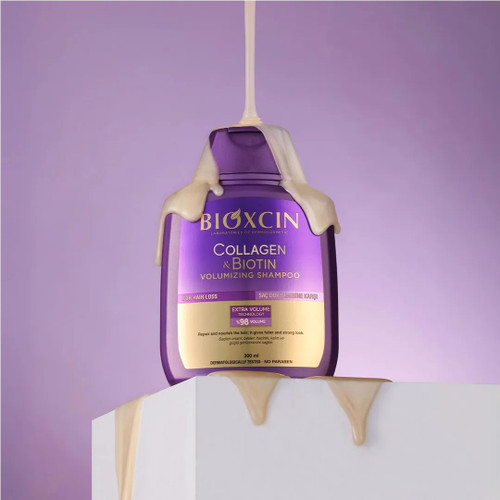 قیمت و خرید آنلاین شامپو ضد ریزش و حجم دهنده کلاژن و بیوتین بیوکسین BIOXCIN حجم 300 میل