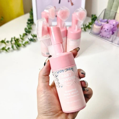 قیمت و خرید عمده فوم براش دار (فیس واش) قلبی BABY POWDER