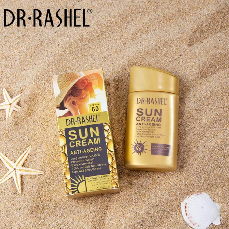 خرید کرم ضد آفتاب طلا کلاژن ضد پیری دکتر راشل SPF60