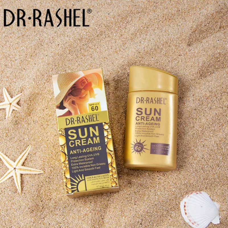 خرید کرم ضد آفتاب طلا کلاژن ضد پیری دکتر راشل SPF60